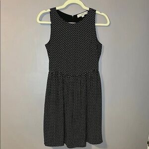 LOFT Black and White Dotted Mini Dress
